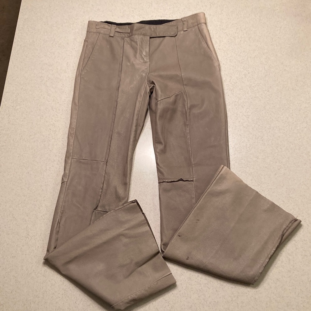 Poleci Taupe Leather Pants 30" Waist  **Very Worn**